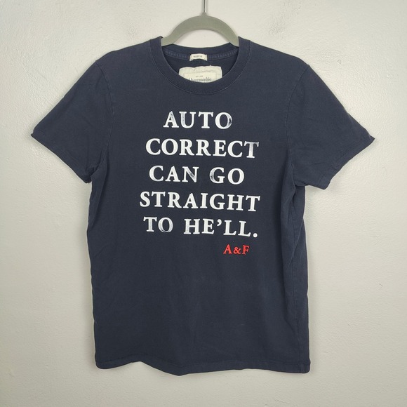 Vintage Y2K Abercrombie & Fitch  T Shirt Mens XL Auto Correct Graphic Tee Muscle - Picture 1 of 6